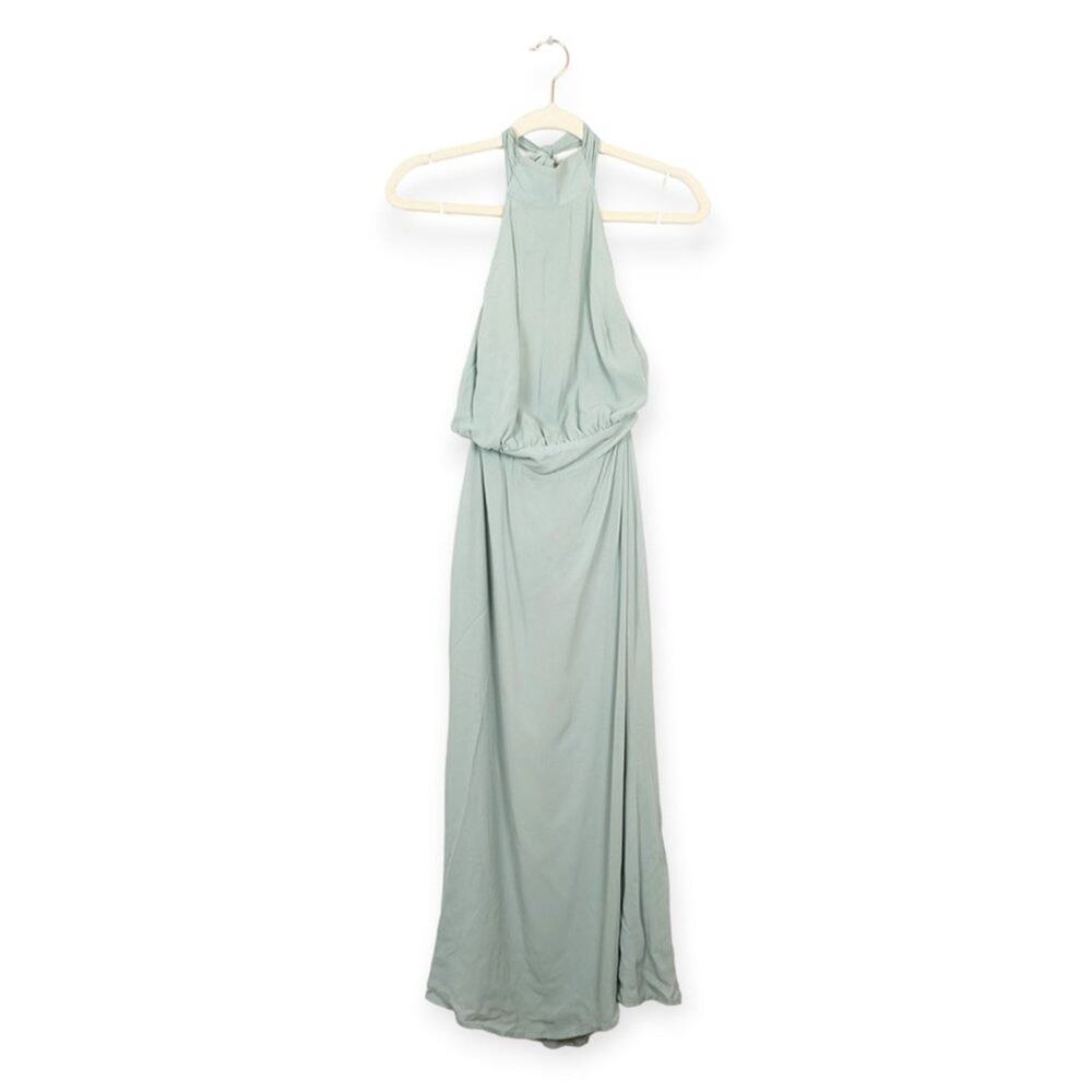 Reformation Celadon Lizbeth Halter Neck Dress